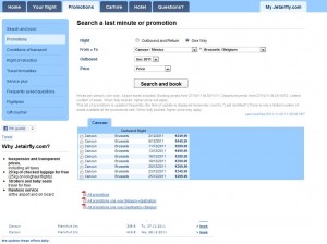 JetAirFly Airline: Flight from Cancun (CUN) to Brussels (BRU) promotion in December2011 from 249 EUR